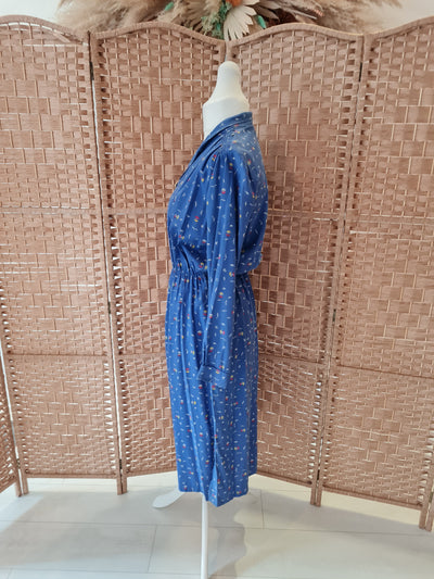 1970s Tea Dress  - Blue