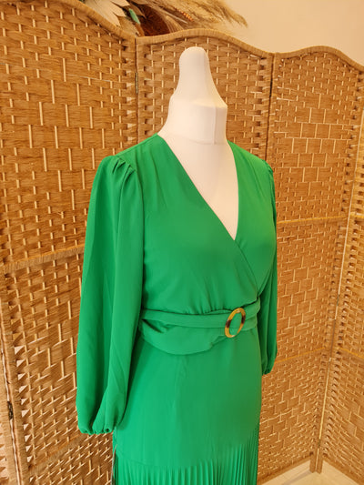 Bardot Green Pleated Dress 12 NWT