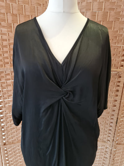 Knot front blouse in black