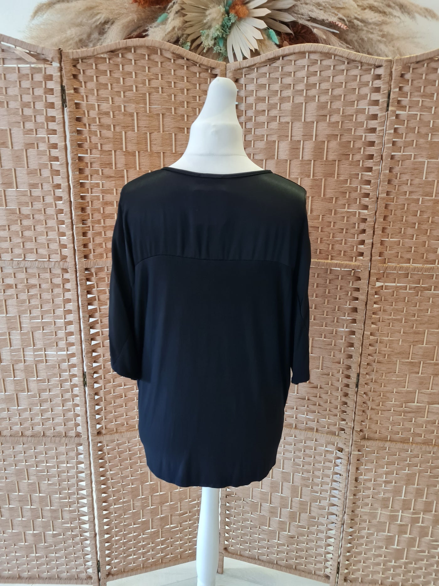 Knot front blouse in black
