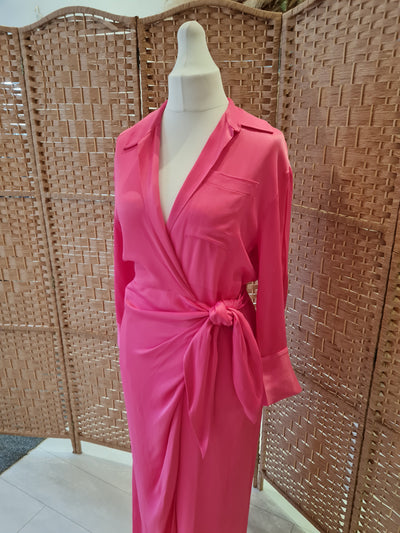 Zara pink wrap maxi dress S NWT £60