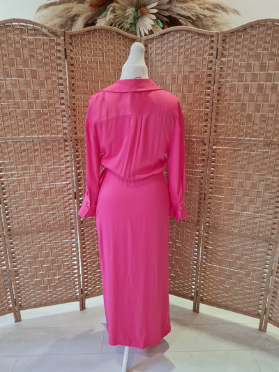 Zara pink wrap maxi dress S NWT £60