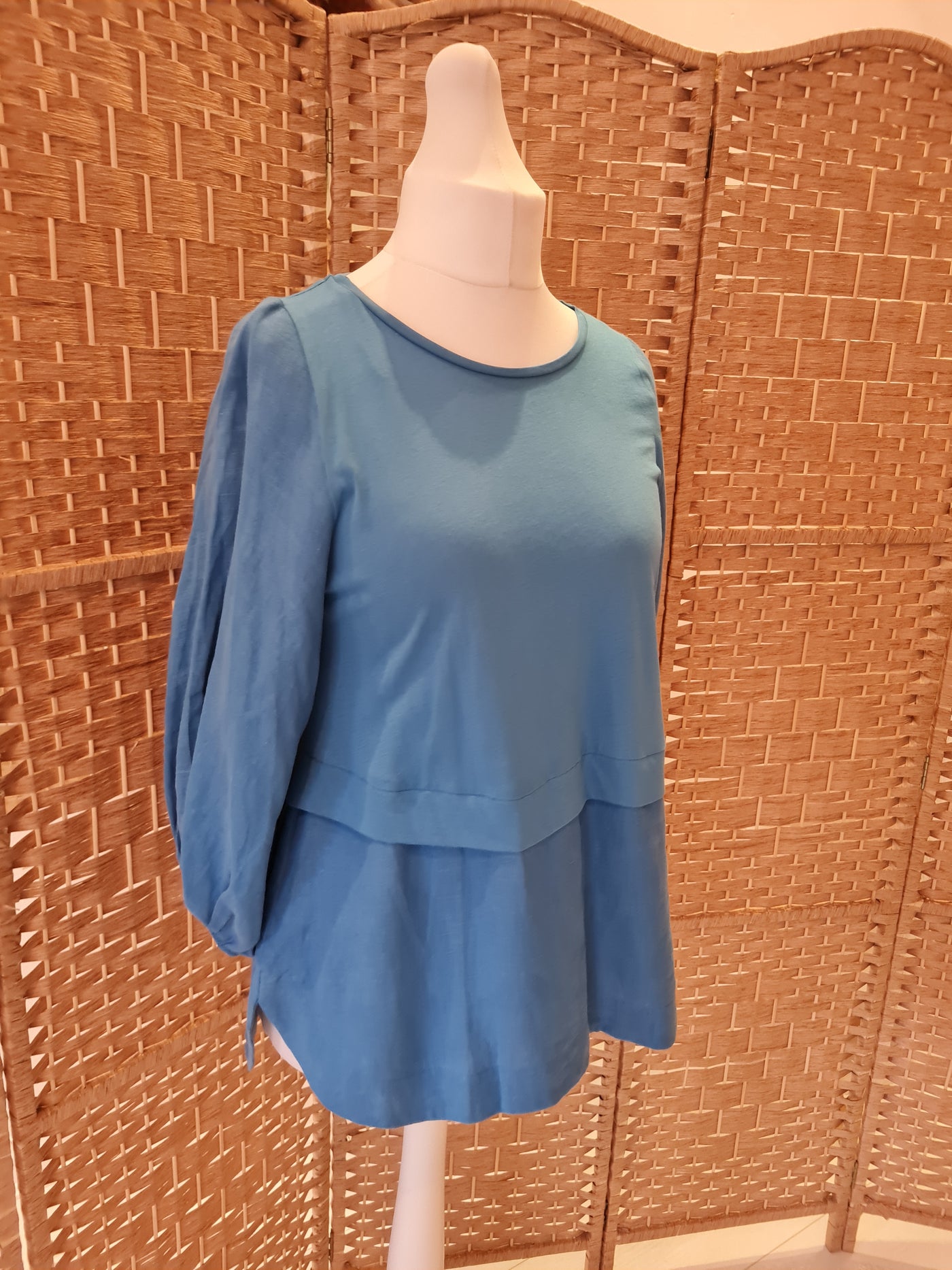 Carolyn Donnelly Blue Puff sleeve Top M NWT