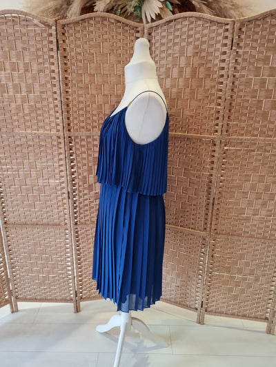 Biba Blue pleated Dress 12 RRP £99