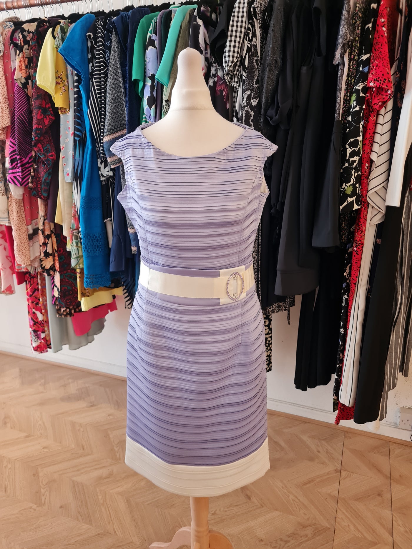 Luis Civet Lilac & White dress with jacket 12