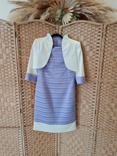 Luis Civet Lilac & White dress with jacket 12