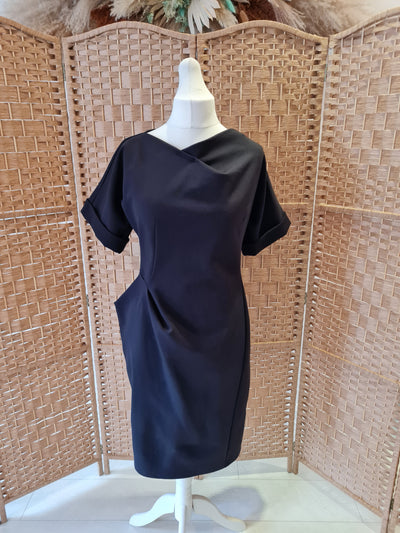 Max Mara Black Structured Shift Dress Size 14