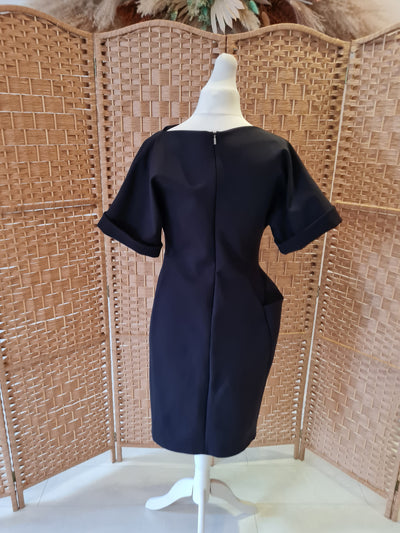 Max Mara Black Structured Shift Dress Size 14