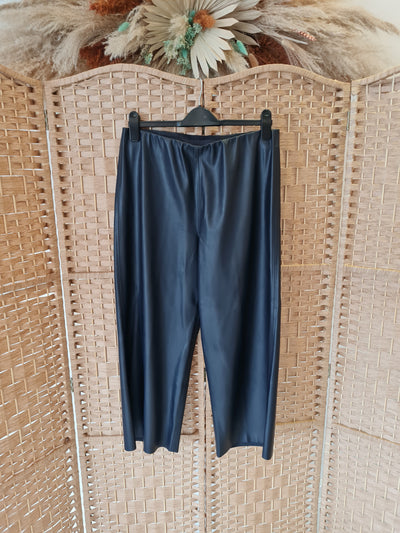 St Tropez Navy Faux Leather Trousers NWT M