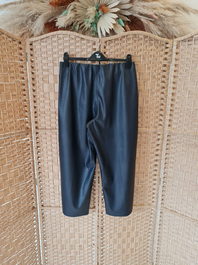 St Tropez Navy Faux Leather Trousers NWT M