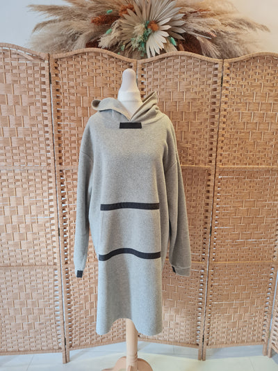 Henriette Steffensen Grey Long Hooded Sweatshirt/Headband Small