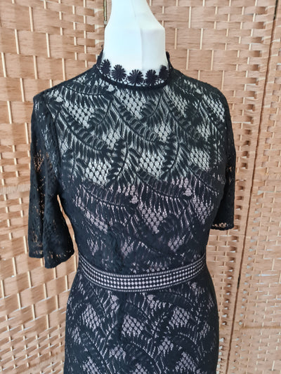 Paisie Black & Nude Lace Dress Size 12 New RRP £99