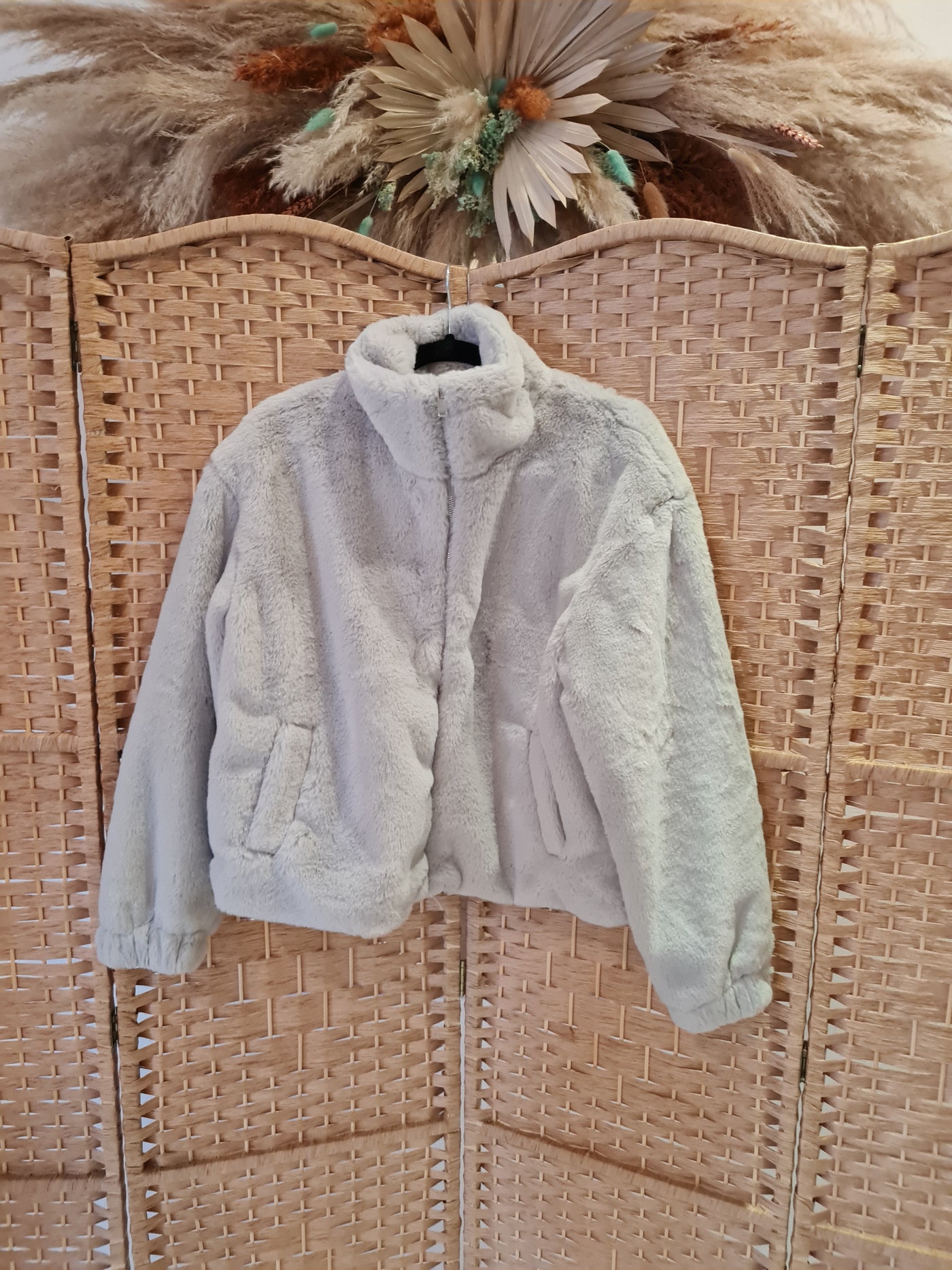 New Look Grey Fur Bomber S NWT RRP £30