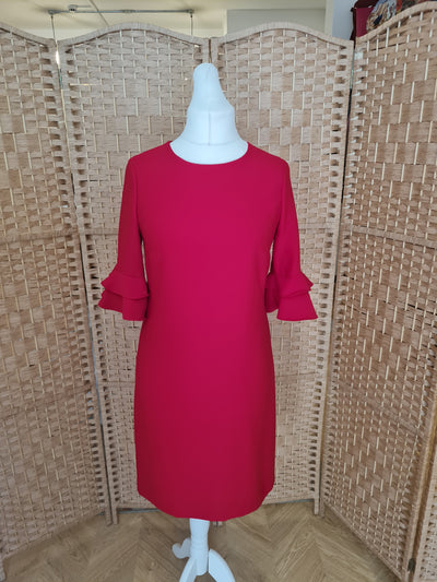 Hobbs red Frill Sleeve Dress 10