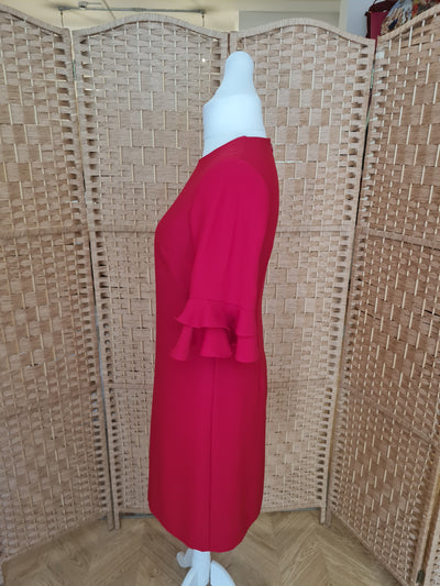 Hobbs red Frill Sleeve Dress 10