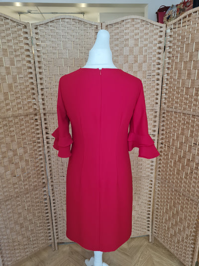 Hobbs red Frill Sleeve Dress 10