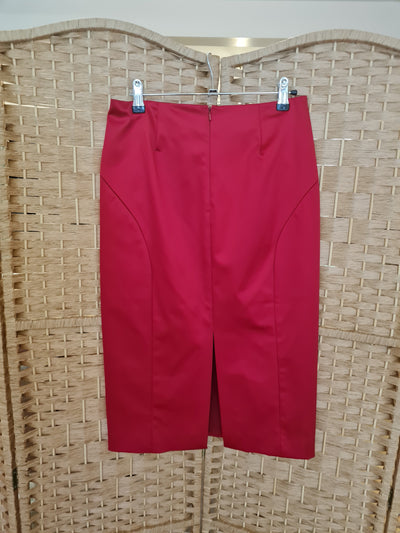 Coast Red satin pencil skirt 8