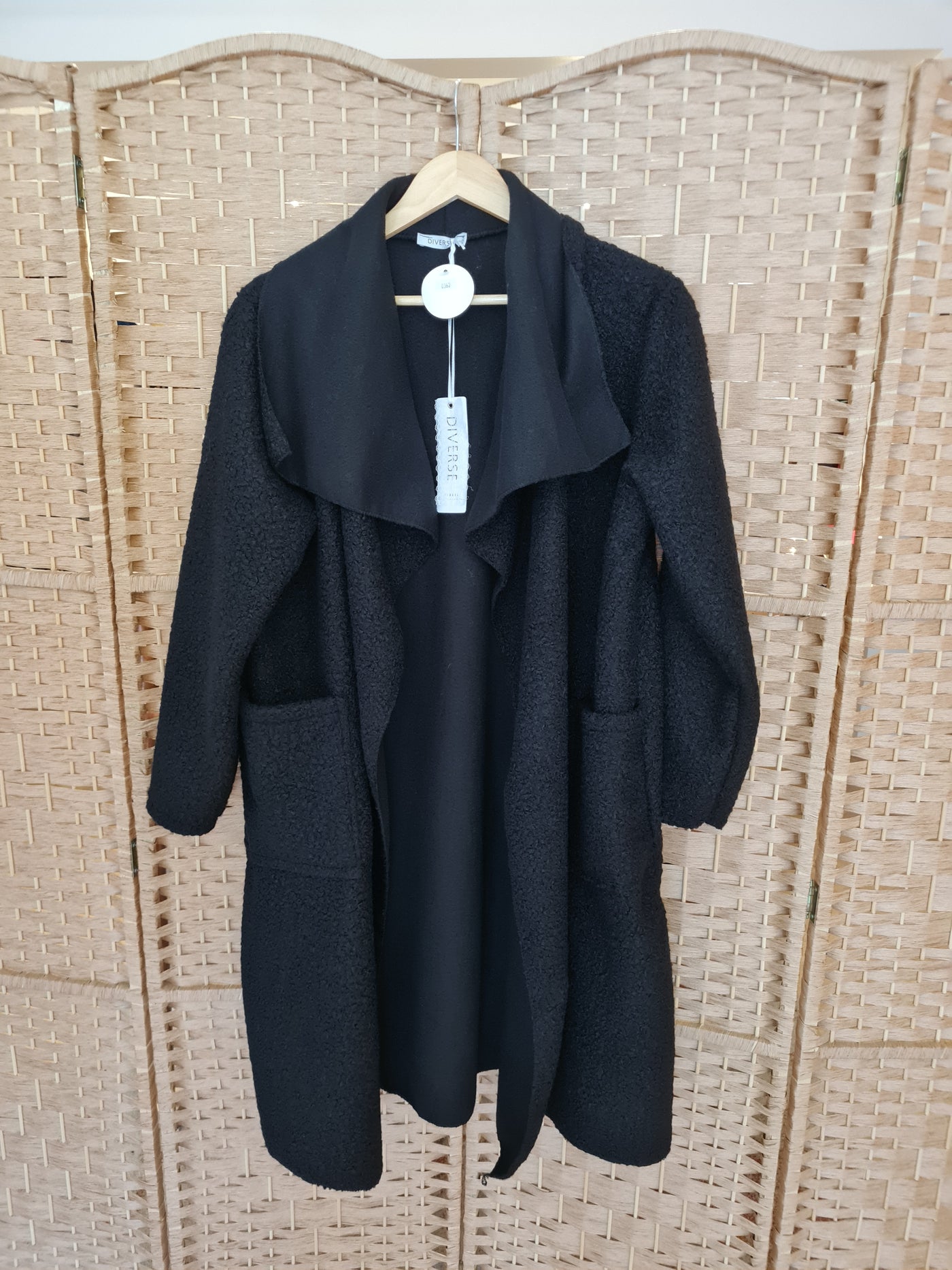 Boucle coat in black