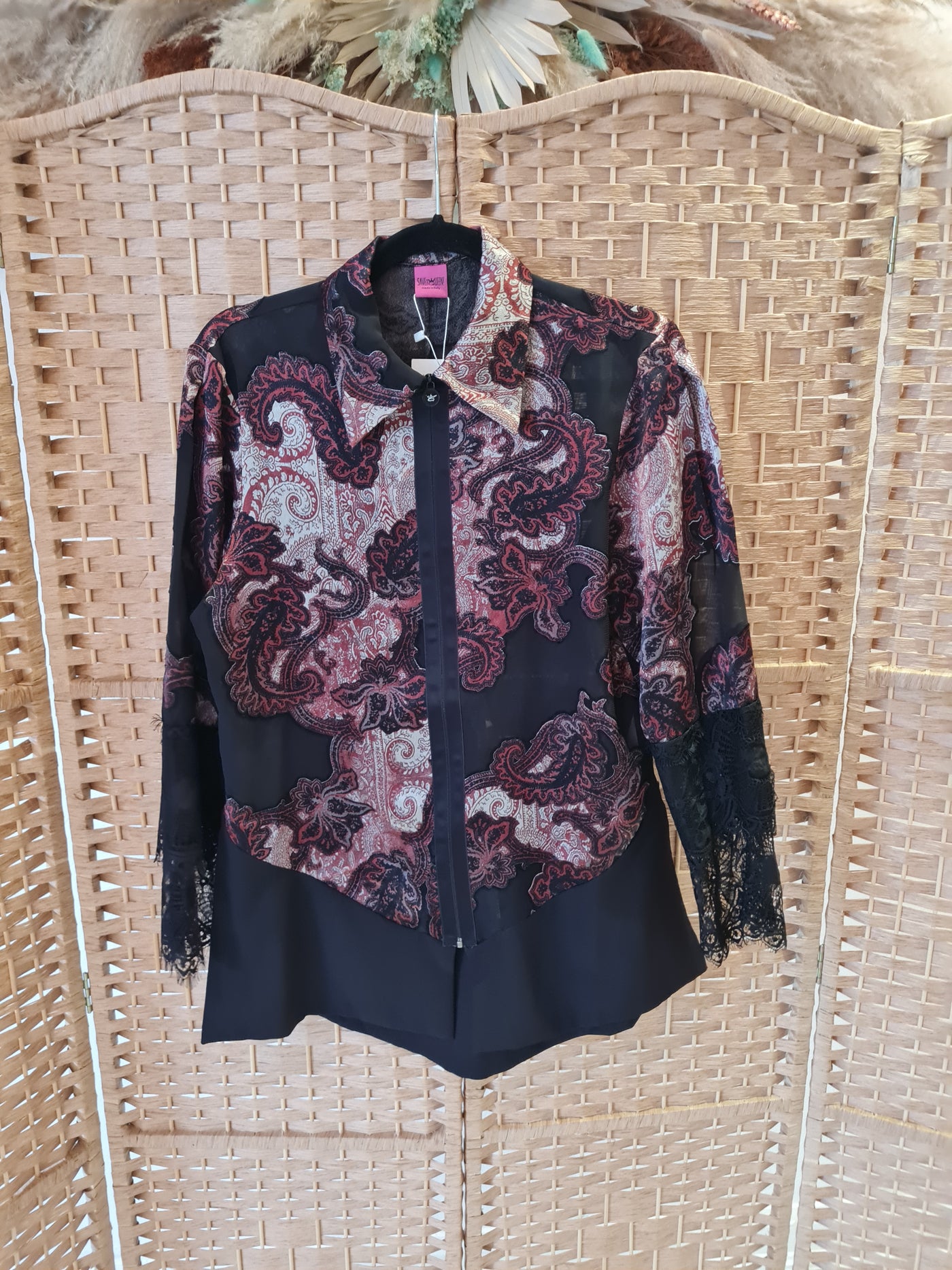 Save The Queen Paisley Zip Shirt M