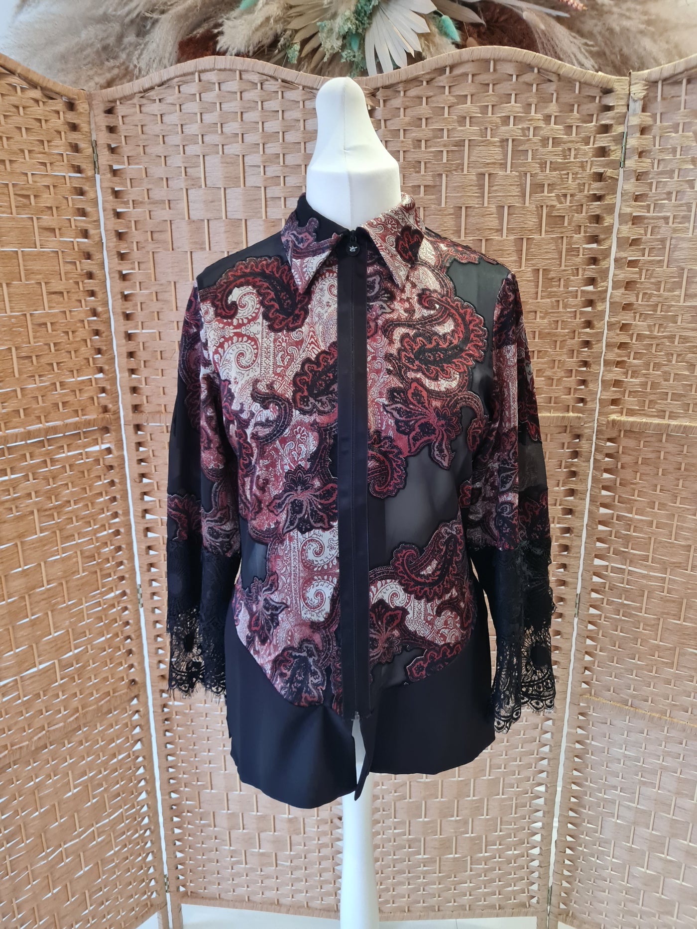Save The Queen Paisley Zip Shirt M
