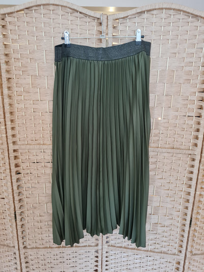 Per Una Khaki Pleated Skirt Size 16