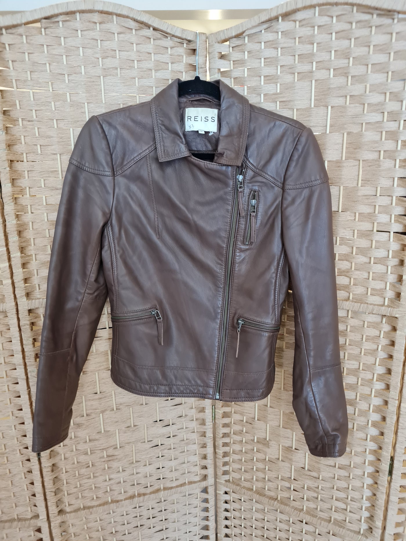 Reiss Brown Leather Jacket XS