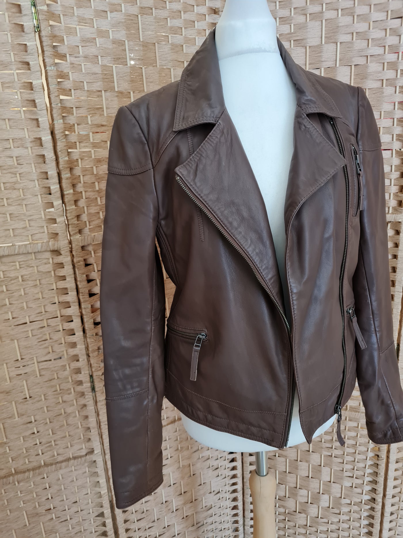 Reiss Brown Leather Jacket XS
