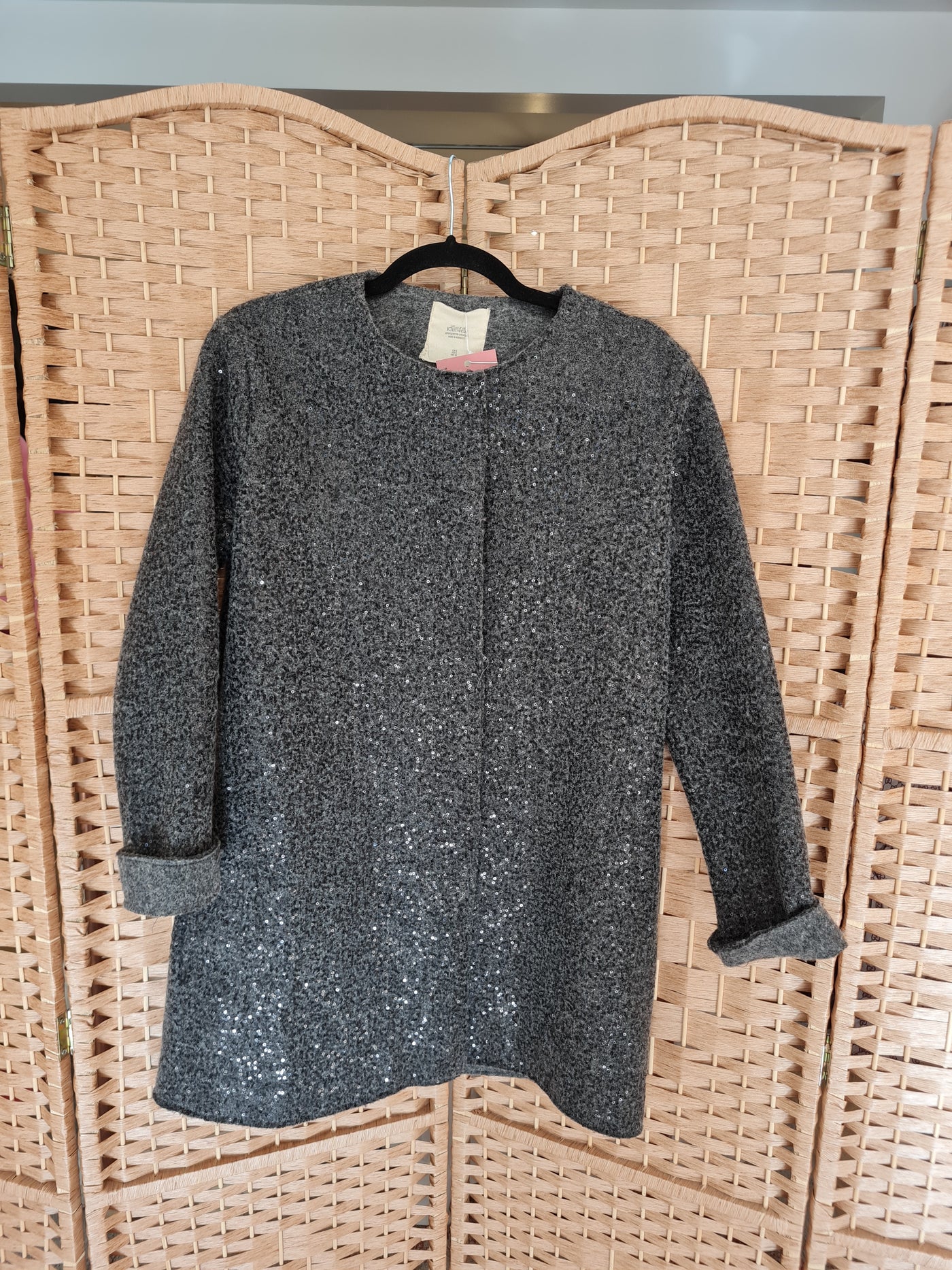Zara Grey Sequin Coatigan S