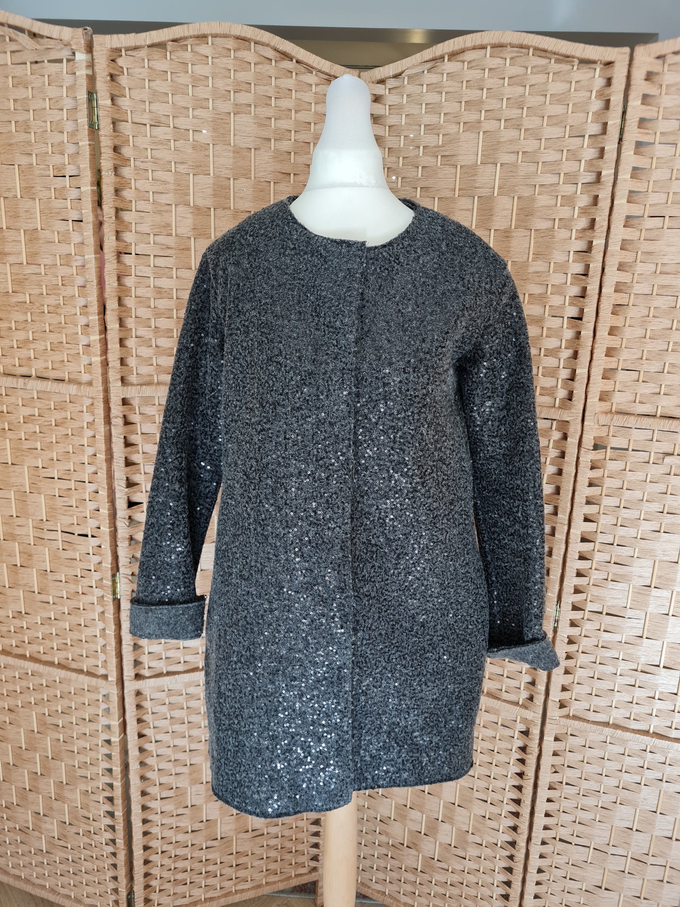 Zara Grey Sequin Coatigan S