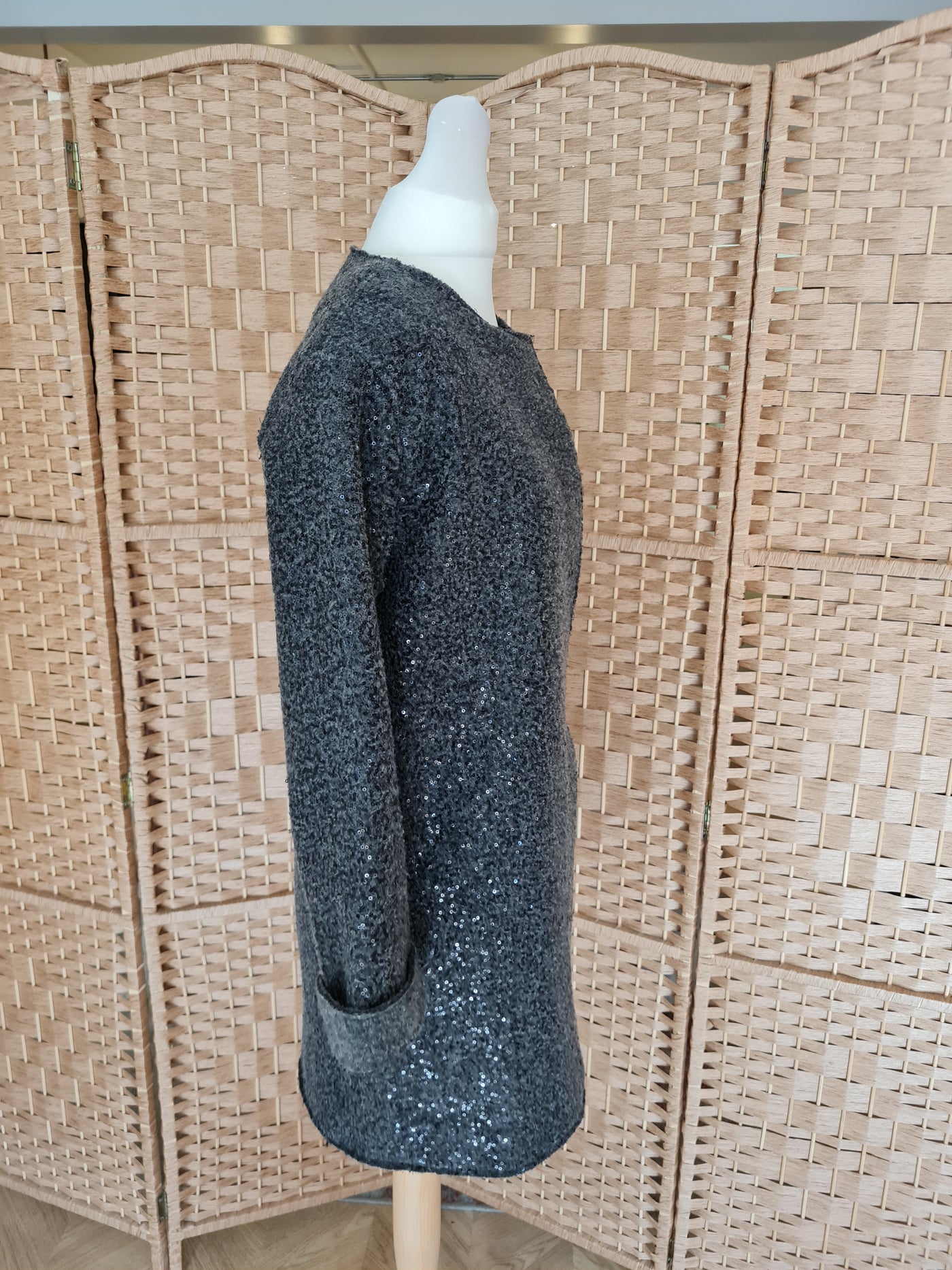 Zara Grey Sequin Coatigan S