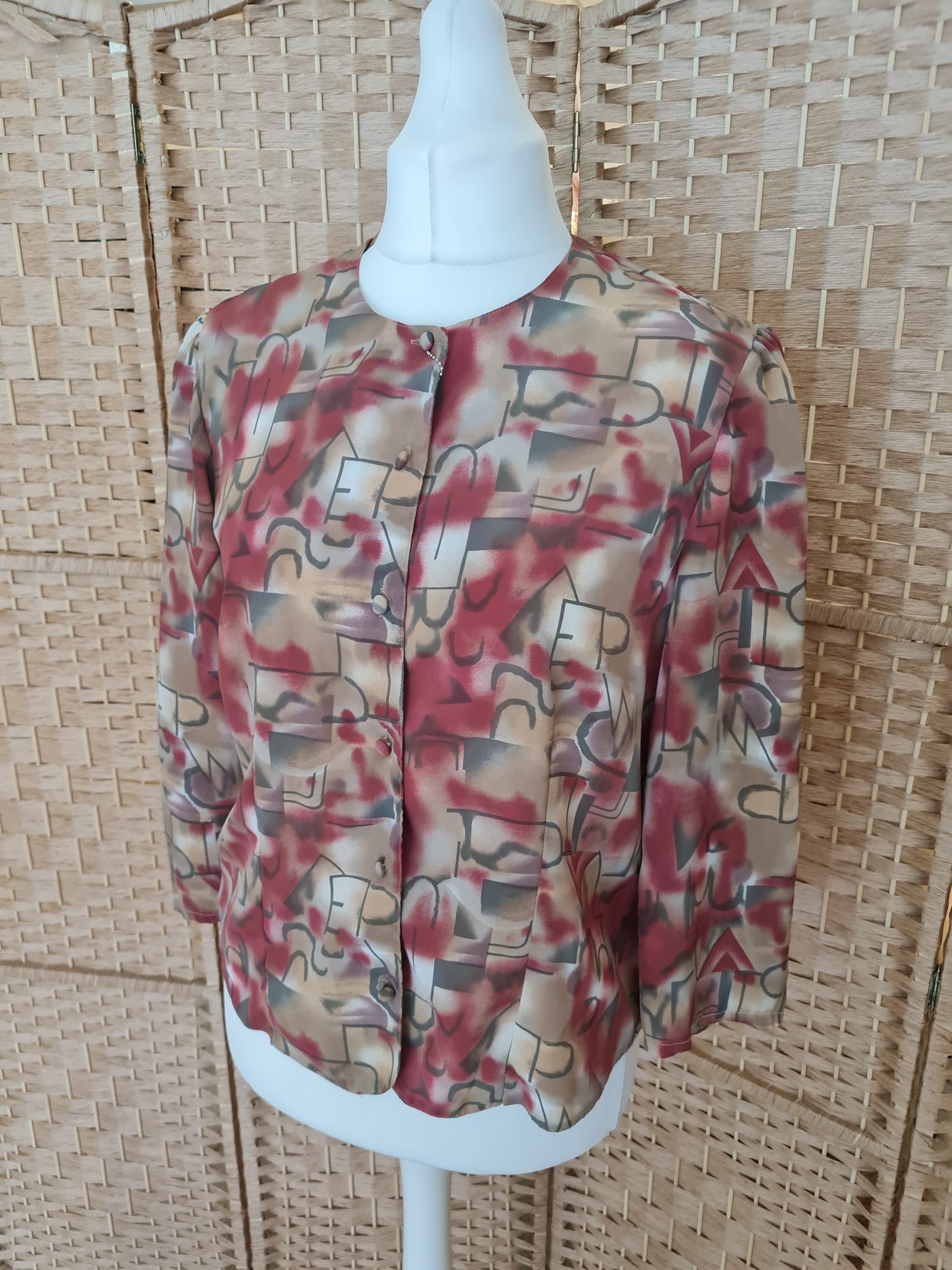 1980s Dusty Pink Blouse 12/14