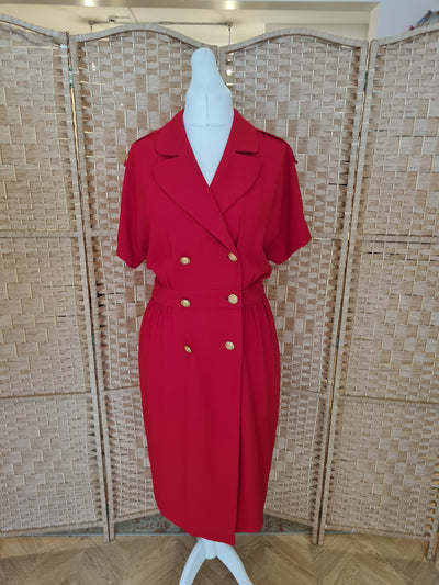 Liz Claiborne Red Dress Gold Buttons