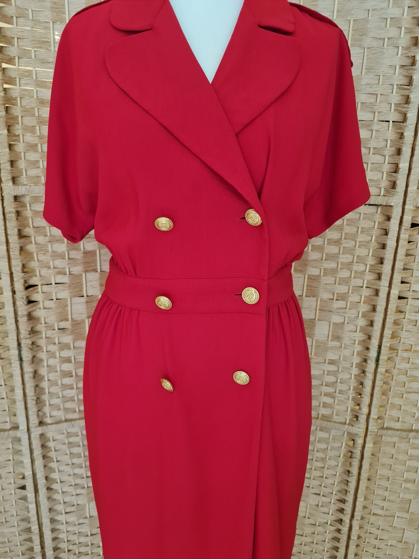 Liz Claiborne Red Dress Gold Buttons