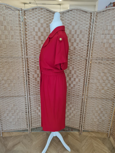 Liz Claiborne Red Dress Gold Buttons