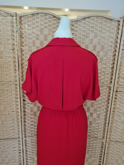 Liz Claiborne Red Dress Gold Buttons