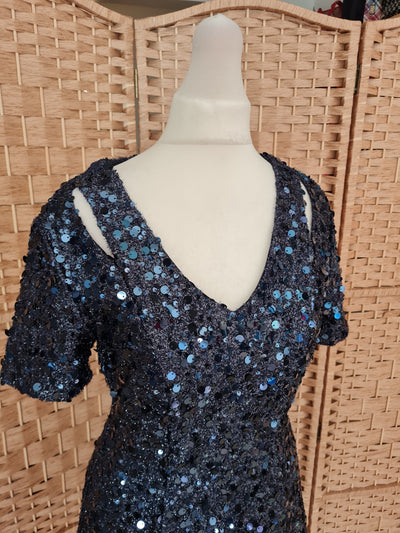 Warehouse Navy Sequin Dress 8