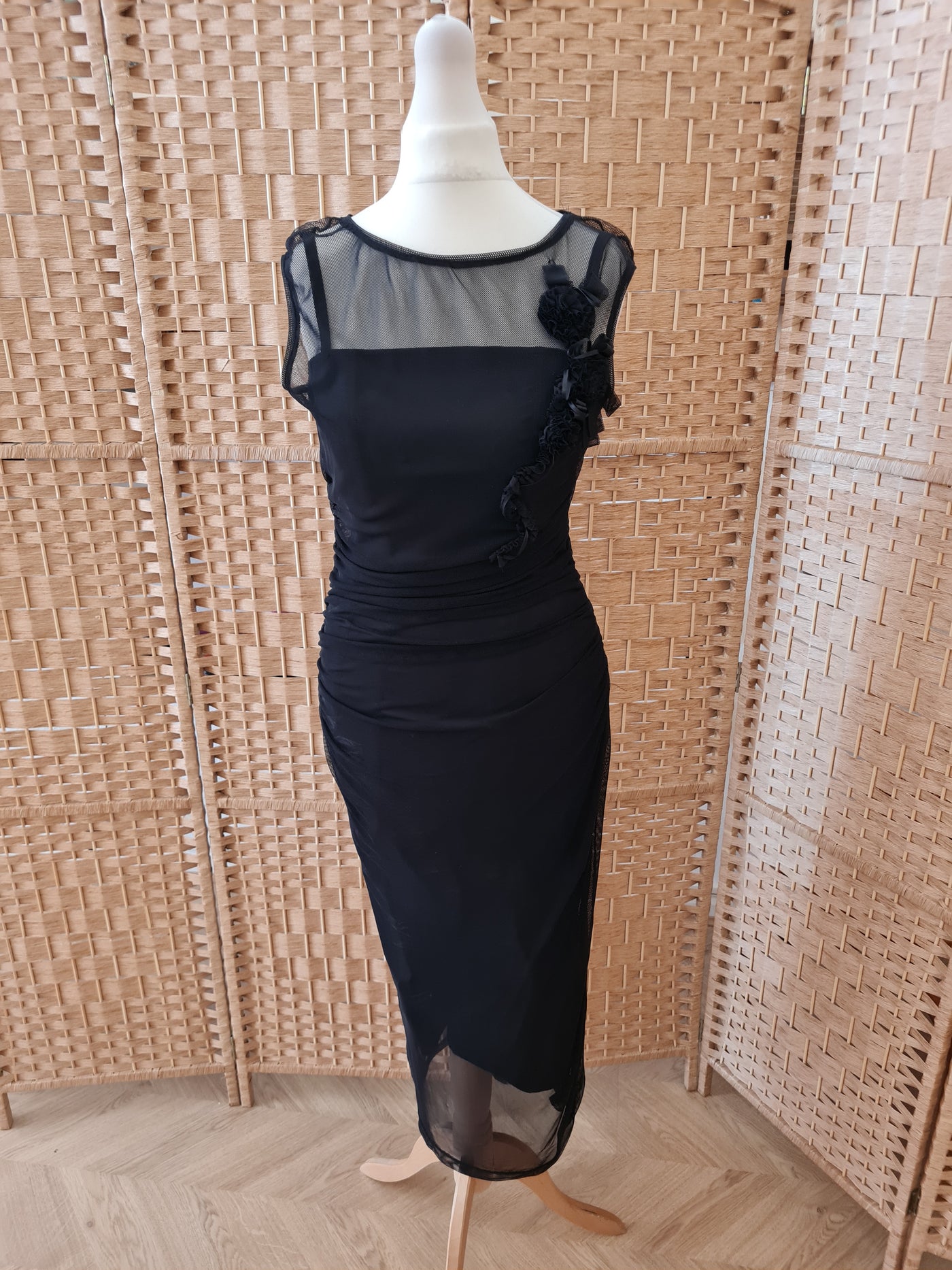 Karen Millen Black Sheer overlay Dress 12