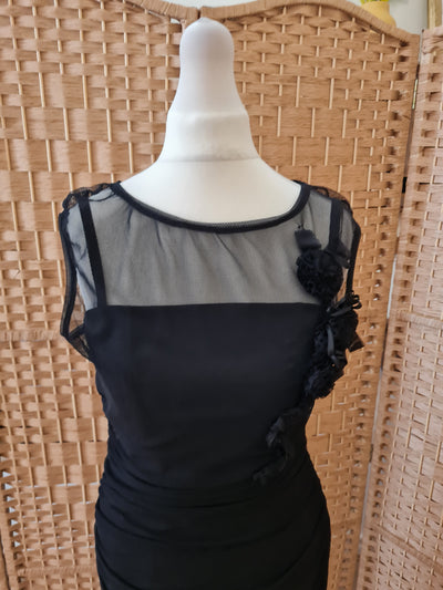 Karen Millen Black Sheer overlay Dress 12