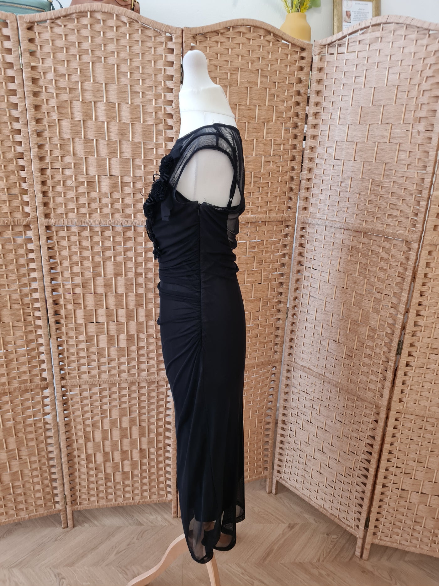 Karen Millen Black Sheer overlay Dress 12
