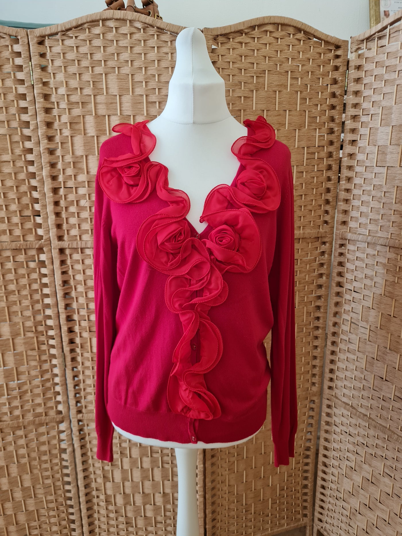 Micha Red Flower Detail Cardigan Size 10