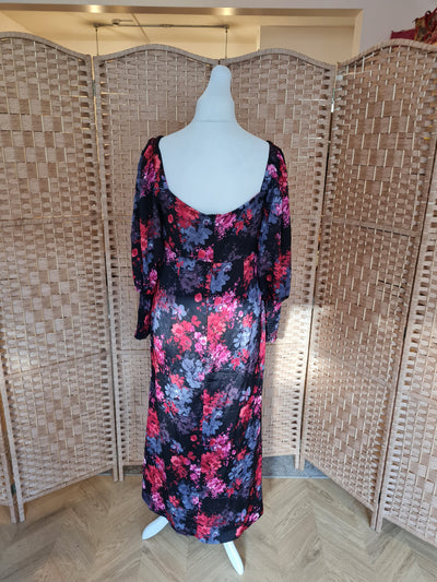 Chi Chi London Grey/ Red Floral Maxi Size 14 NWT