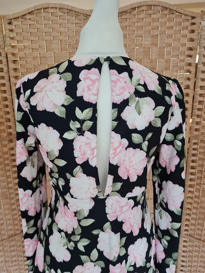 ASOS Pink/Black Floral Dress Size 14 NWT