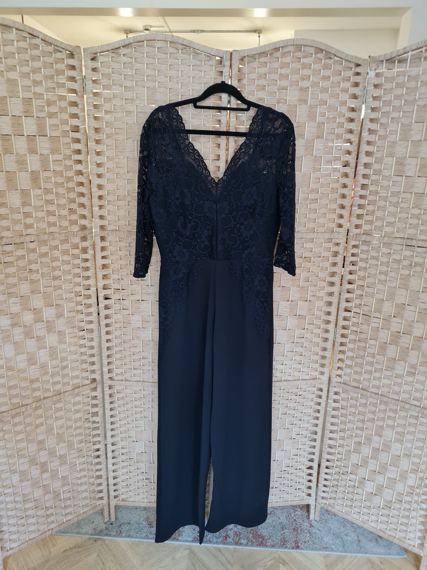Simply Be Black Lace Top Jumpsuit Size 14