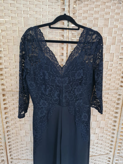 Simply Be Black Lace Top Jumpsuit Size 14