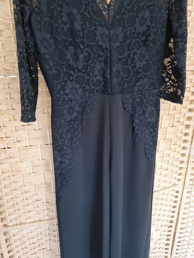 Simply Be Black Lace Top Jumpsuit Size 14