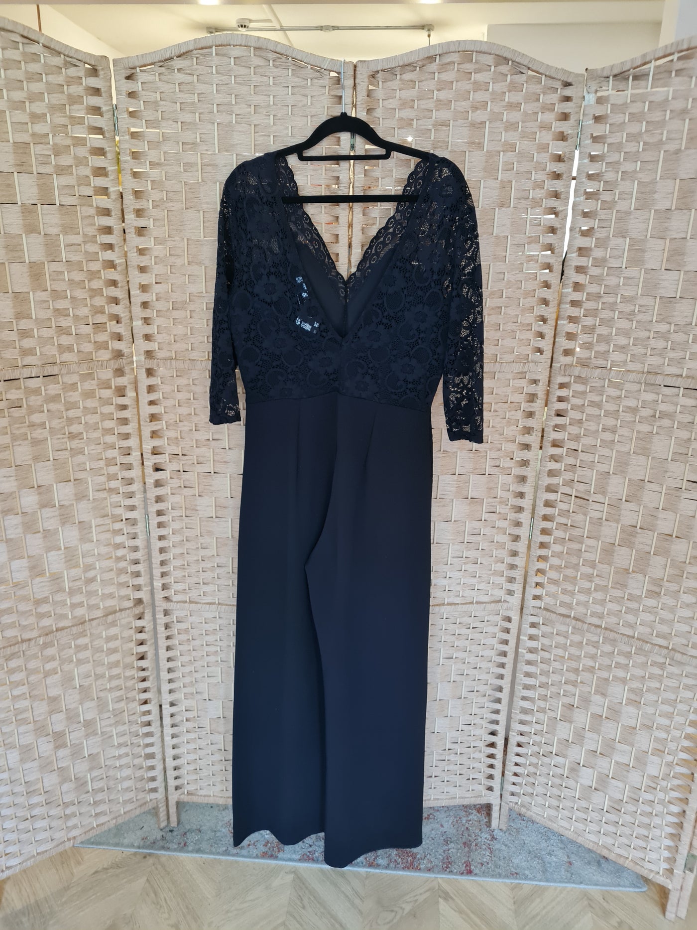 Simply Be Black Lace Top Jumpsuit Size 14