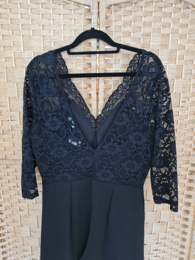 Simply Be Black Lace Top Jumpsuit Size 14