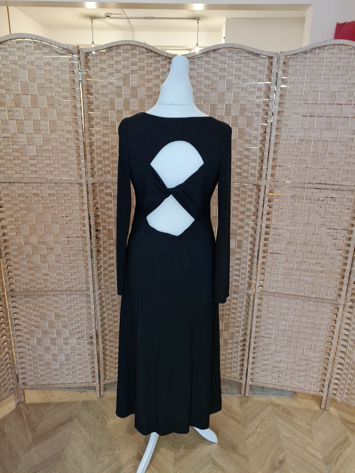 Next Black Open Back Maxi Dress Size 14