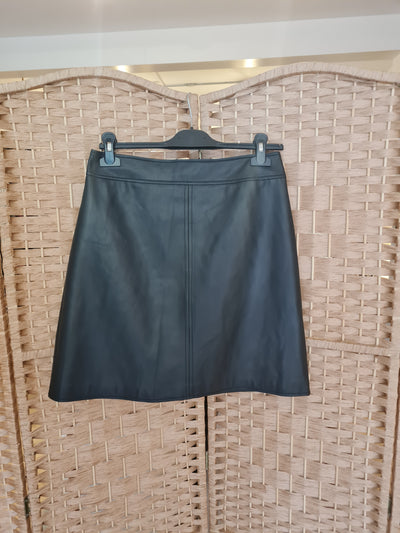 Warehouse Black Faux Leather Mini Skirt Size 12