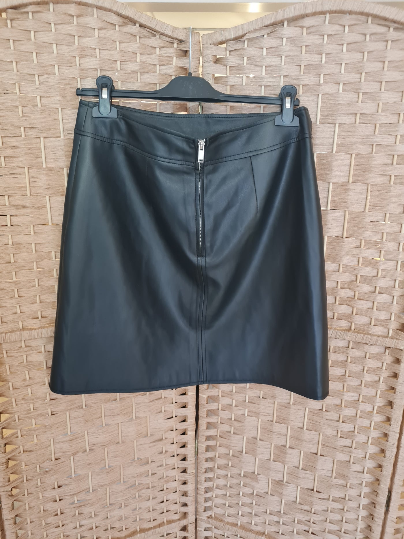 Warehouse Black Faux Leather Mini Skirt Size 12